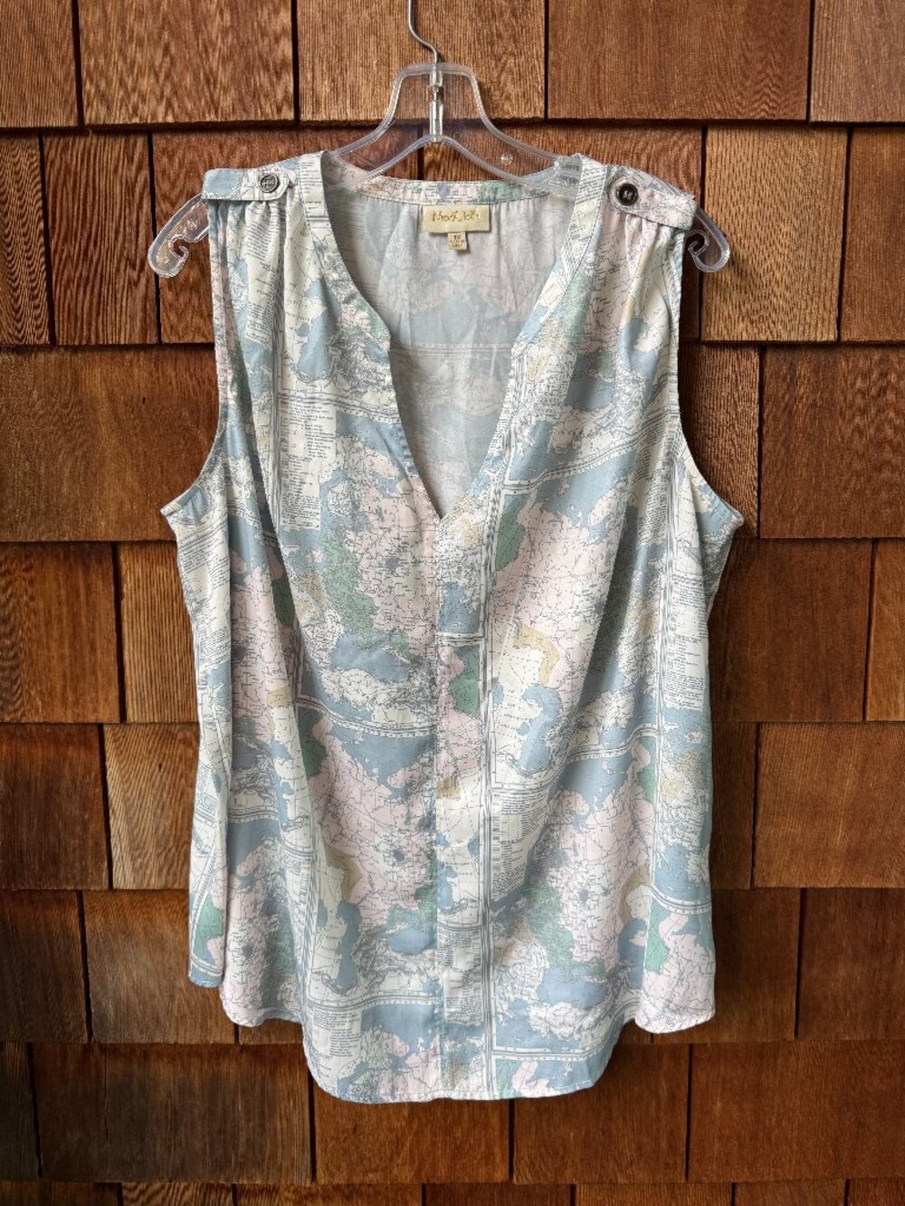 ModCloth Sleeveless Creative Contribution Map Print Top in Women's 1X